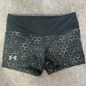 Under Armour Booty Shorts XS Black Gray Silver
